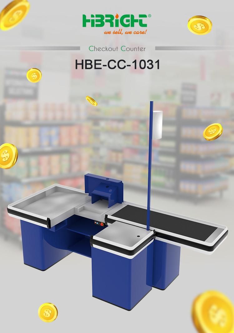 Standard Supermarket Checkout Counter with Conveyor Belt