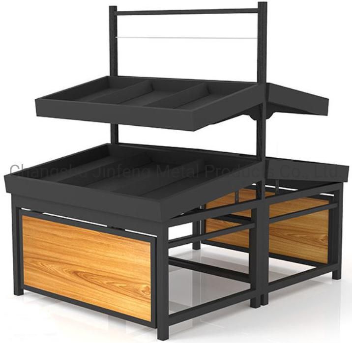 Supermarket Display Rack Vegetable and Fruit Display Stand with Wood