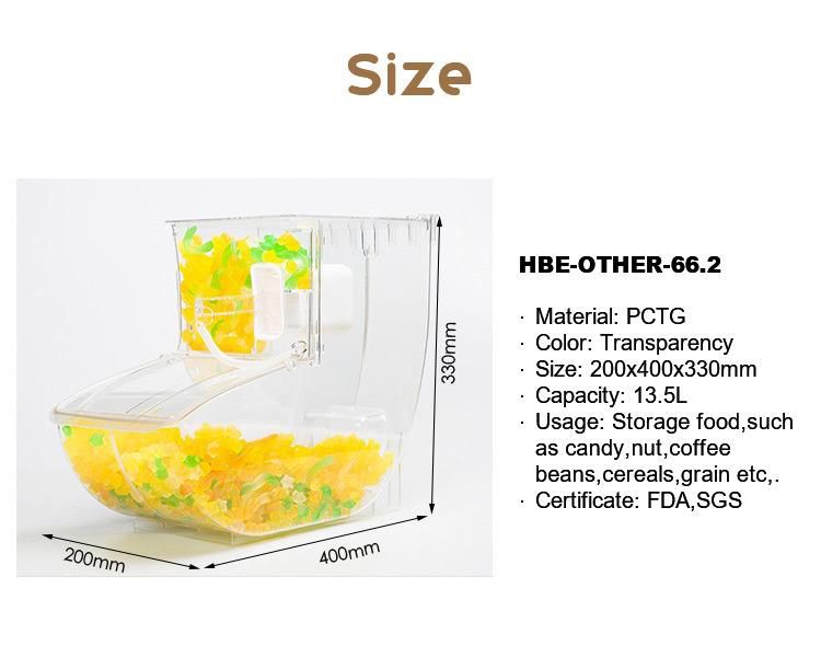 13.5L Loading Volume PC Bulk Dry Food Candy Display Bin Food Dispenser