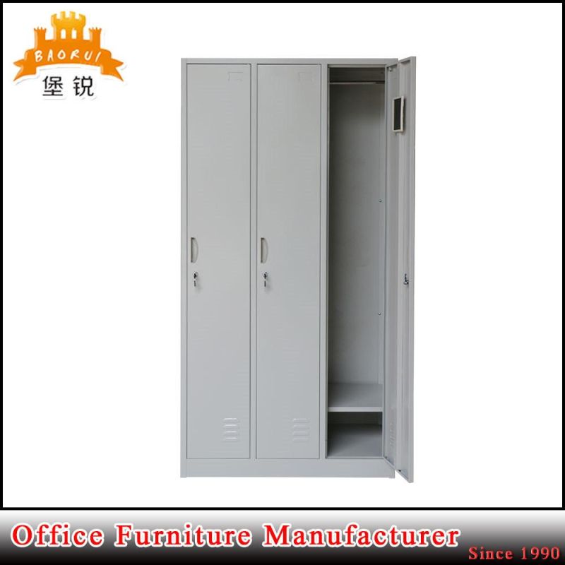 Home Furniture 3 Doors Clothes Storage Steel Wardrobe