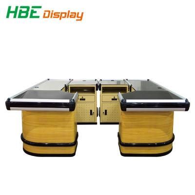 Supermarket Round Base Wood Checkout Counter