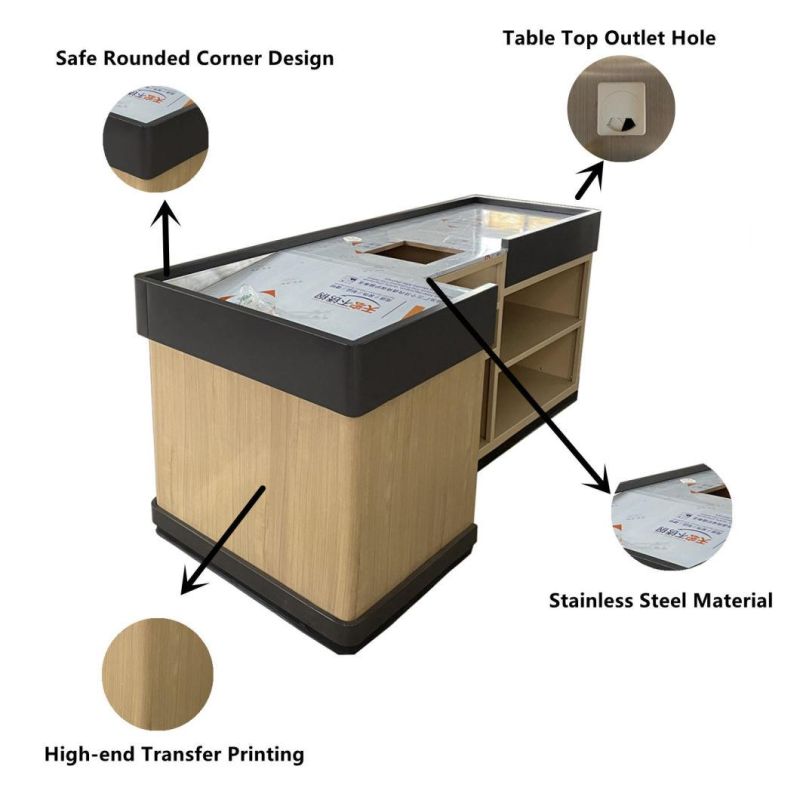Wood Checkout Counter Furniture Standard Dimensions Cashier Desk