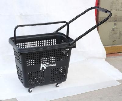 Hot Selling Reliable Supermarket Plastic Rolling Shopping Basket