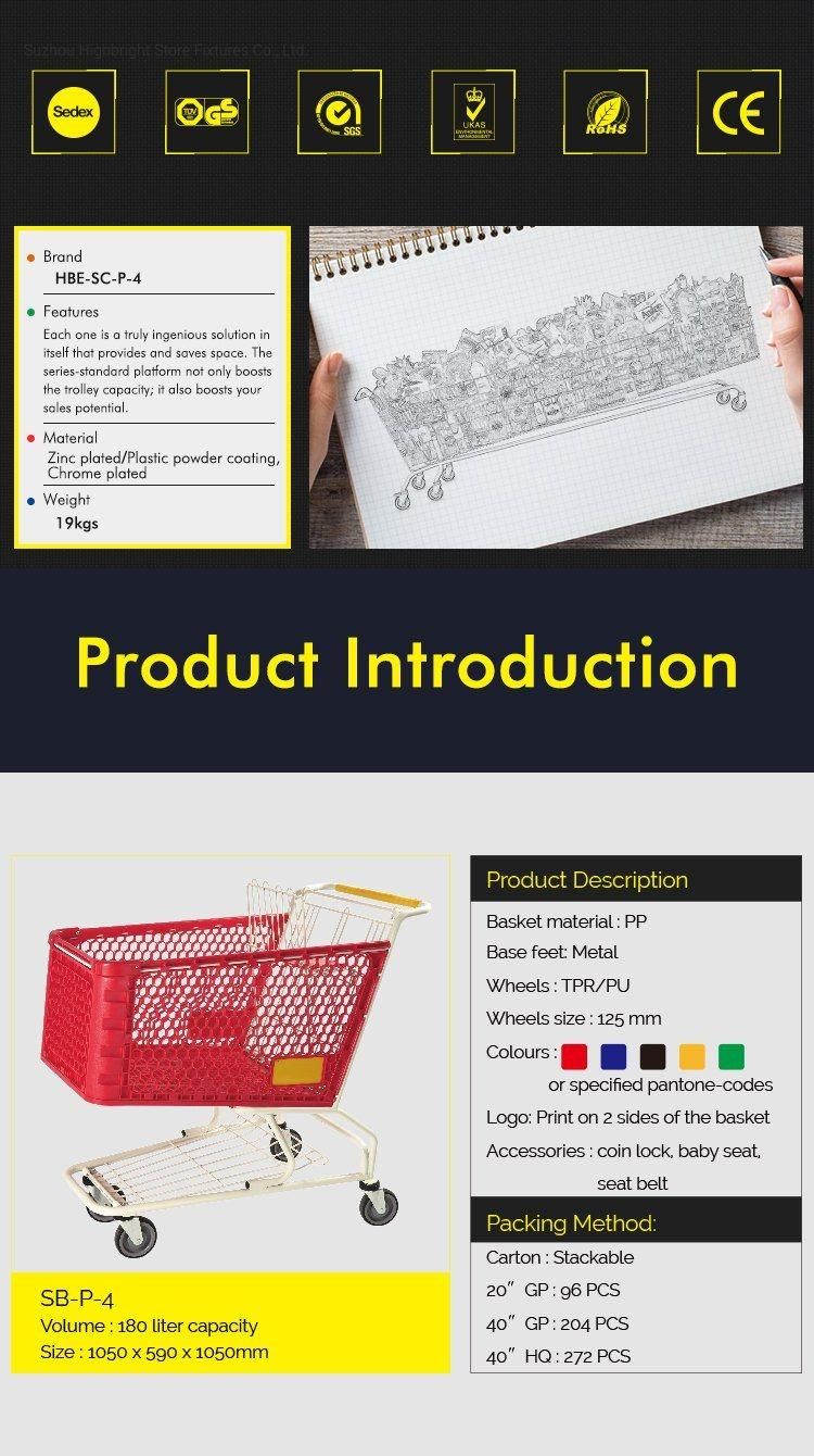 Buy Supermarket Equipment Stand Large Space Metal Supermarket Shopping Cart