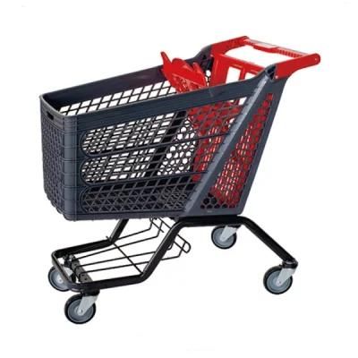 210L Metal and Plastic Supermarket Wheeled Shopping Hand Trolley Cart