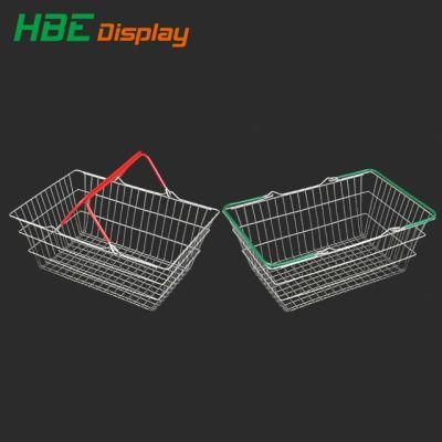 New Designed Good Quality Metal Handle Plastic Retail Store Hypmarket Shopping Basket