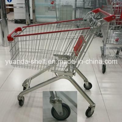 European Style Metal Supermarket Customer Shopping Mesh Trolley