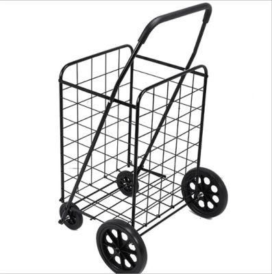 China Durable Metal Foldable Rolling Shopping Trolley Cart Supermarket Equipment