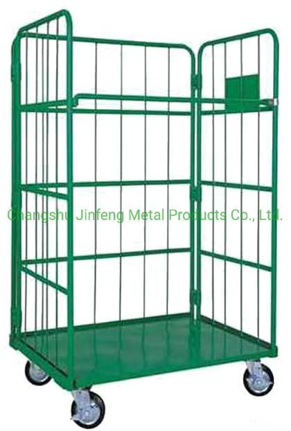 Supermarket Metal Displat Shelf Warehouse Foldable Logistics Storage Rolling Cage Trolley