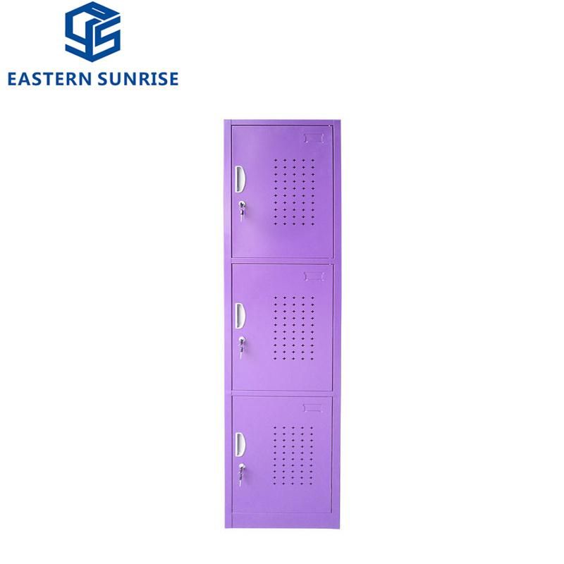 Multi Color 3 Door Metal Locker with High Quality Handles