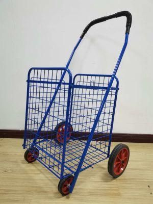 China Factory 64L Steel Folding Shopping Hand Wheel Trolley Cart