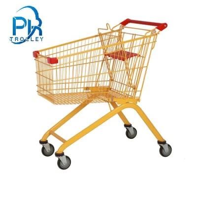 European Style Metal Supermarket Shopping Carts Trolley Custom Logo Printing