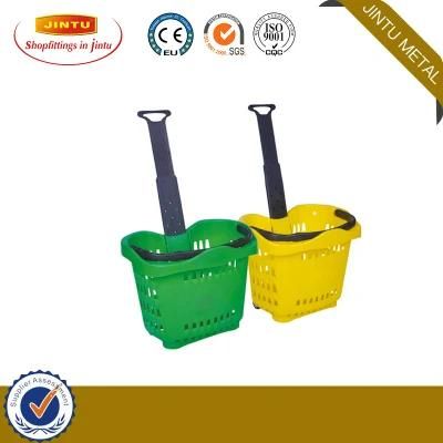 Supermarket Blue Insulated PP Plastic Fashion Recycled Shopping Basket with Handle for Supermarket