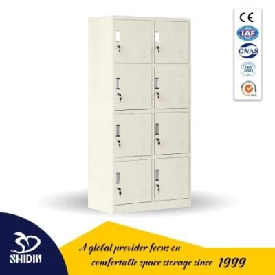 White All Steel Storage Locker 4 Tier 8 Door Metal Locker Cabinet