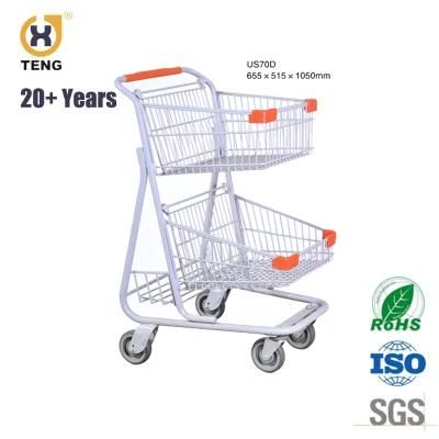 70L USA Style 4 PU Wheeled Supermarket Shopping Carts Trolley