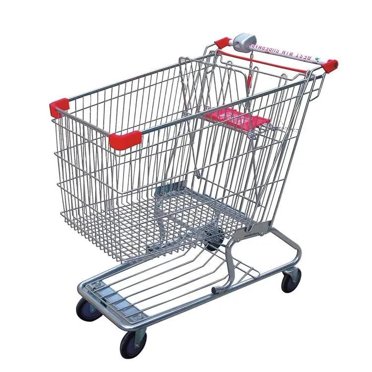 High Quality Large Style Customized Supermarket Metal Shopping Trolley Cart