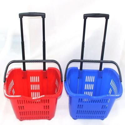 Supermarket Used Two Wheels Basket with Handle Yd-Zc-10