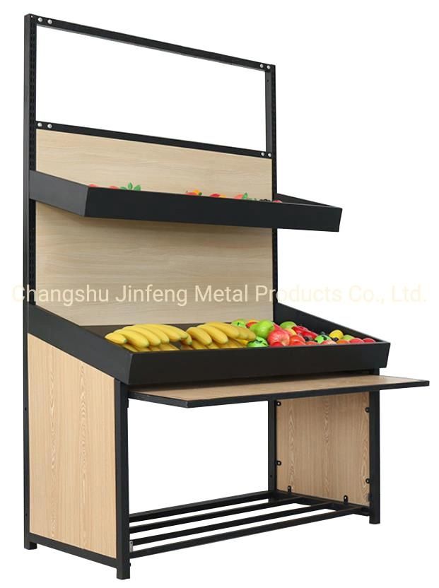 Supermarket Shelf Fruit Wooden Display Rack