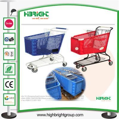 Plastic Supermarket Plastic Metal Shopping Trolley Cart