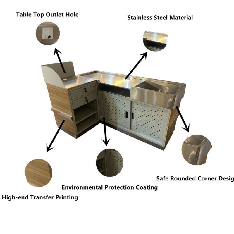 Supermarket Checkout Counter Customized Cash Counter with Conveyor Belt