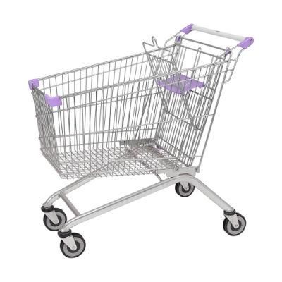 High Quality Supermarket Steel Metal Galvanized Cart with Coin Lock