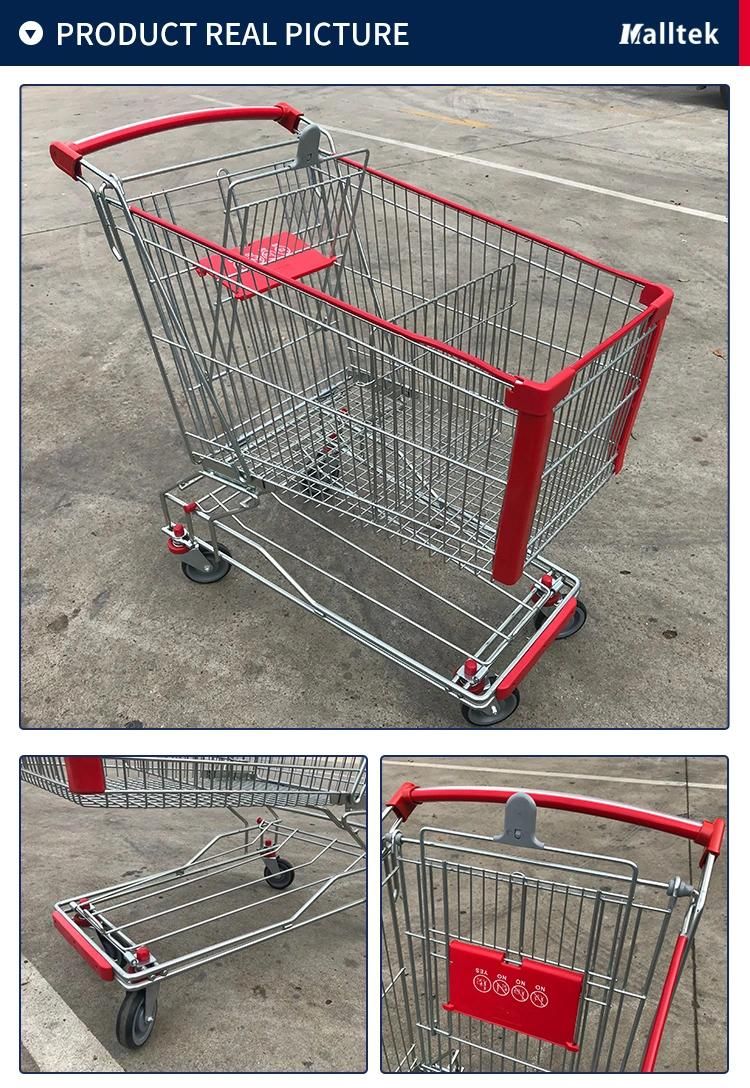 Retail Store 100L Asian Style Metal Supermarkt Shopping Trolley