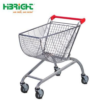 Unfolding Style Zinc Plated Surface Handling Shopping Cart