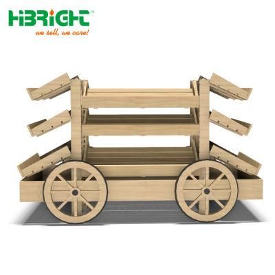 Supermarket Hot Sale Commercial Wagon Style Wooden Fruit Shop Shelves