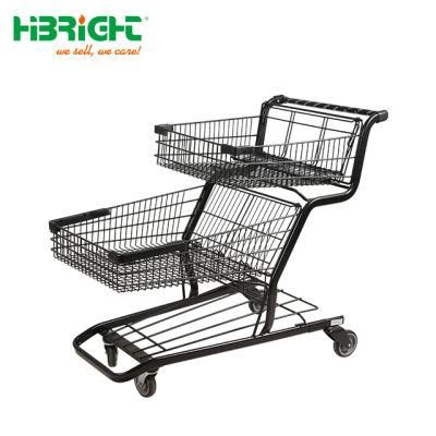 American Style Two Tier Baskets Shopping Cart with Baby Seat