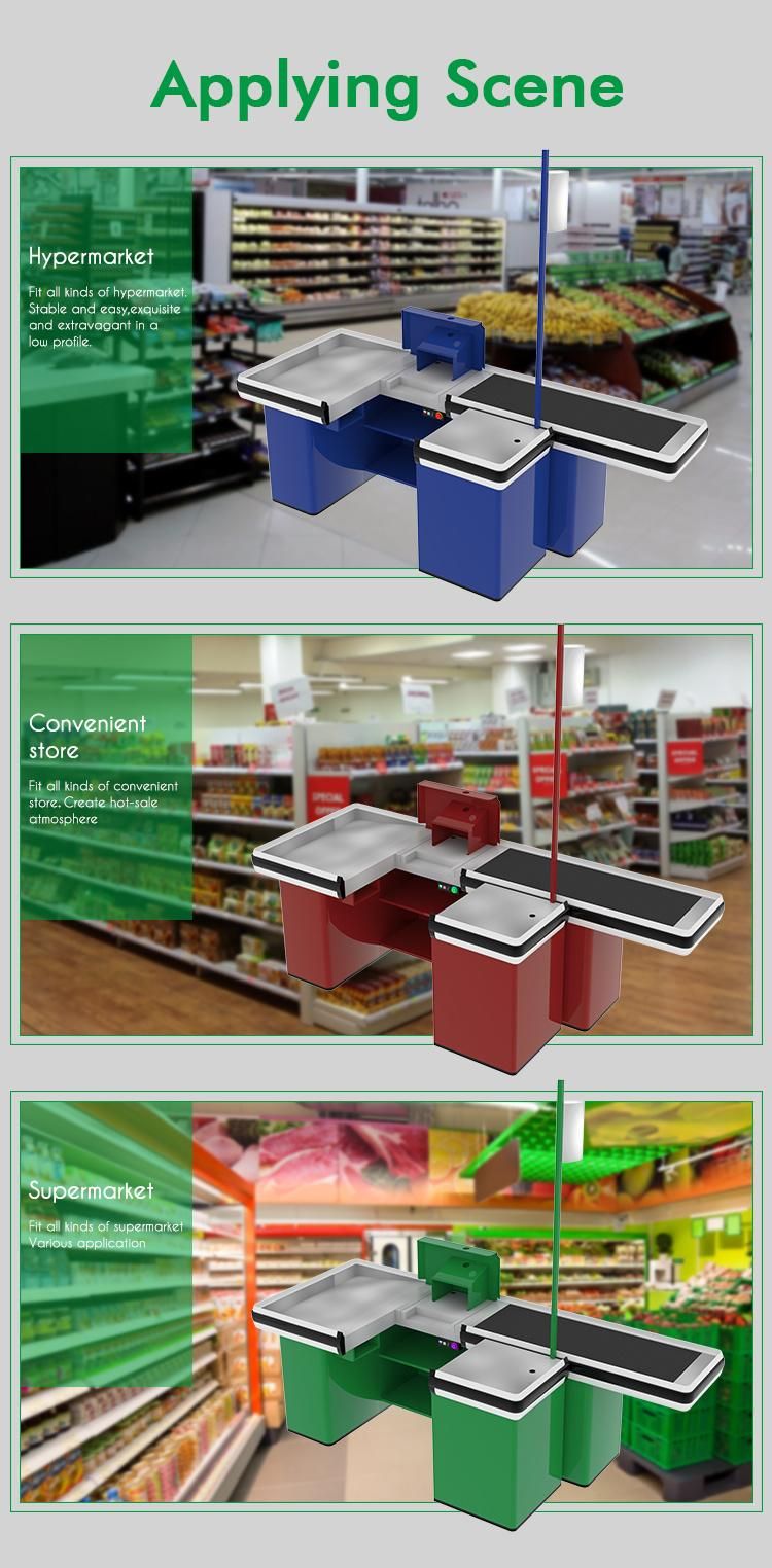 Standard Supermarket Checkout Counter with Conveyor Belt