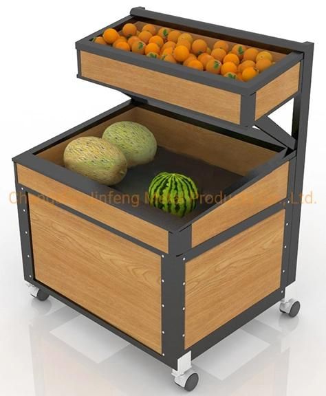 Supermarket Wooden Display Stand Store Vegetable and Fruit Display Rack
