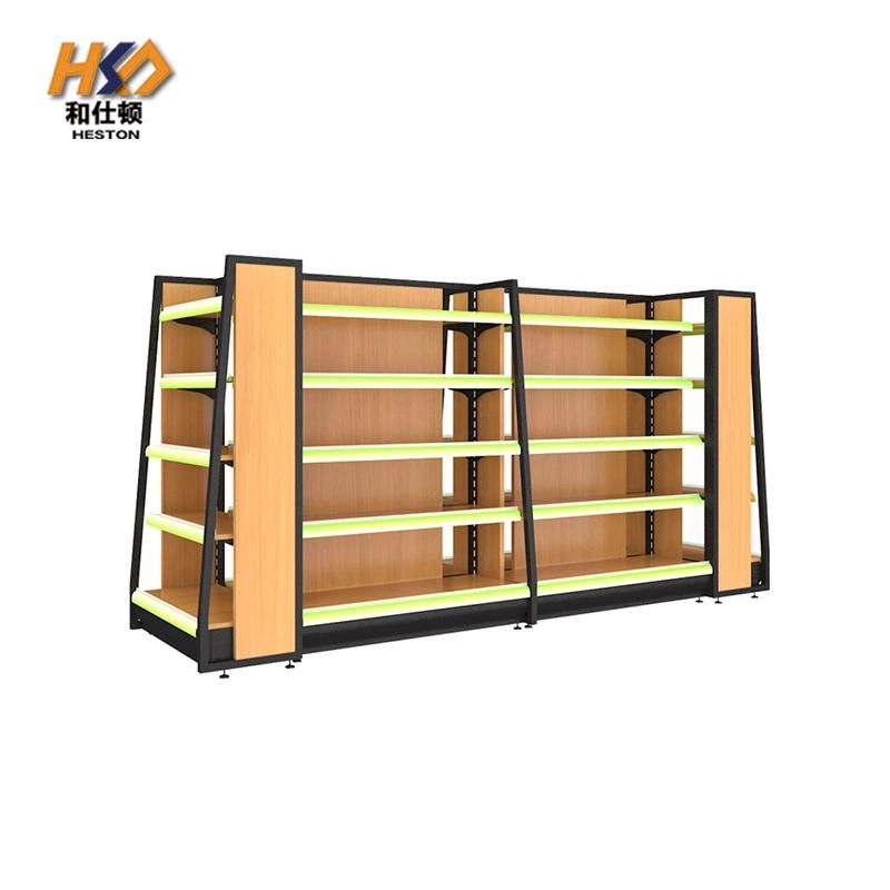 Wooden and Metal Racks Gondola Display Shelves for Shops Supermarket Equipment