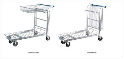 Supermarket Shopping Cart Convenience Store Shopping Mall Trolley Double-Layer Household Shopping Cart with Wheels