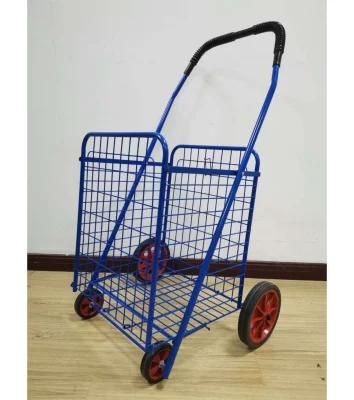 Factory 64L Big Capacity Metal Rolling Hand Cart Folding Shopping Trolleys