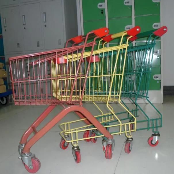 Cheap Supermarket Grocery Retail Store Stroller Trolley with Small Flag