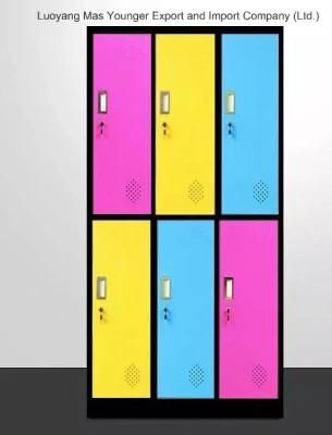 Flat Package Customized Colorful 6 Door Metal Clothes Locker