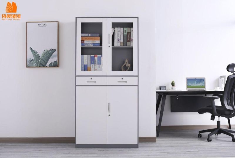 Simple Design Office Furniture 2 Drawer File Cabinet with Glass Door
