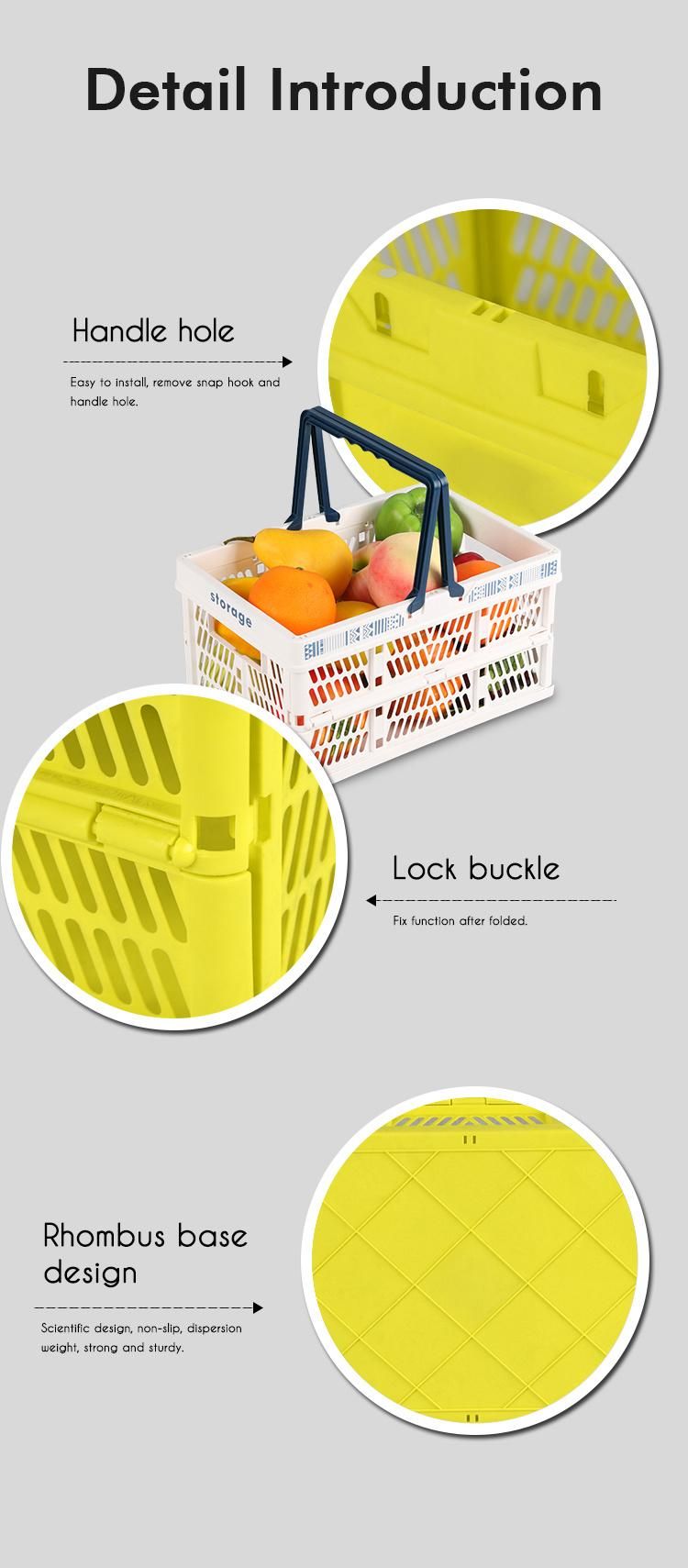 Fruit Vegetable Awesome Storage Crate Plastic Folding Basket for Supermarket