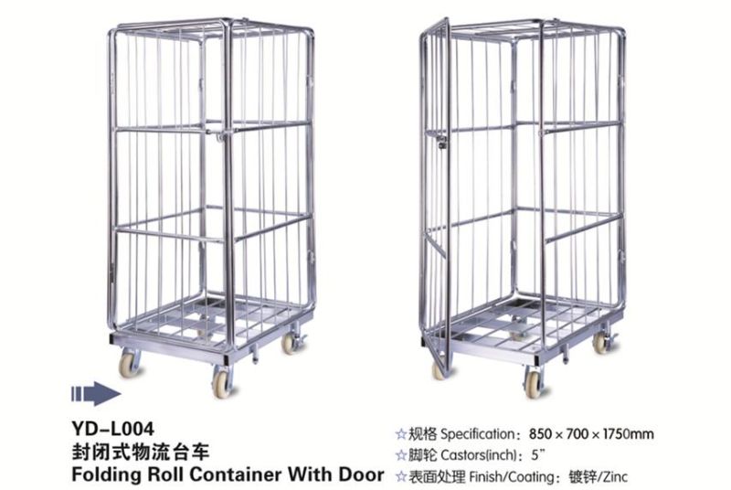 Supermarket Grocery Shopping Carts Folding Roll Container with Door