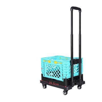 Plastic Shopping Trolley Cart/Supermarket Cart with 4 Wheels