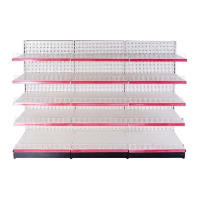 Double-Side Hole Back Supermarket Display Shelves Gondola Rack