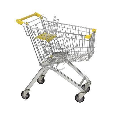 Customized 125L Supermarket Cart with 5 Inch PU Wheels