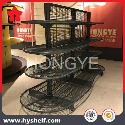 Wire Metal Supermarket Shelf with Round End Unit