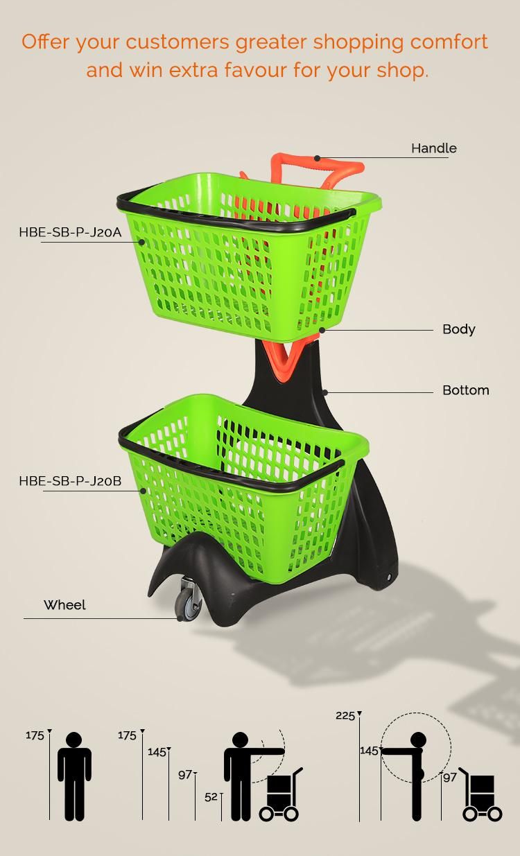 Supermarket Two Baskets Shopping Trolley Cart