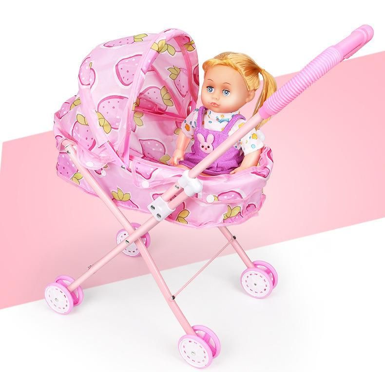 High Quality Kids Sun Shading Trolley Iron Lovely Cheap Baby Doll Stroller Toy