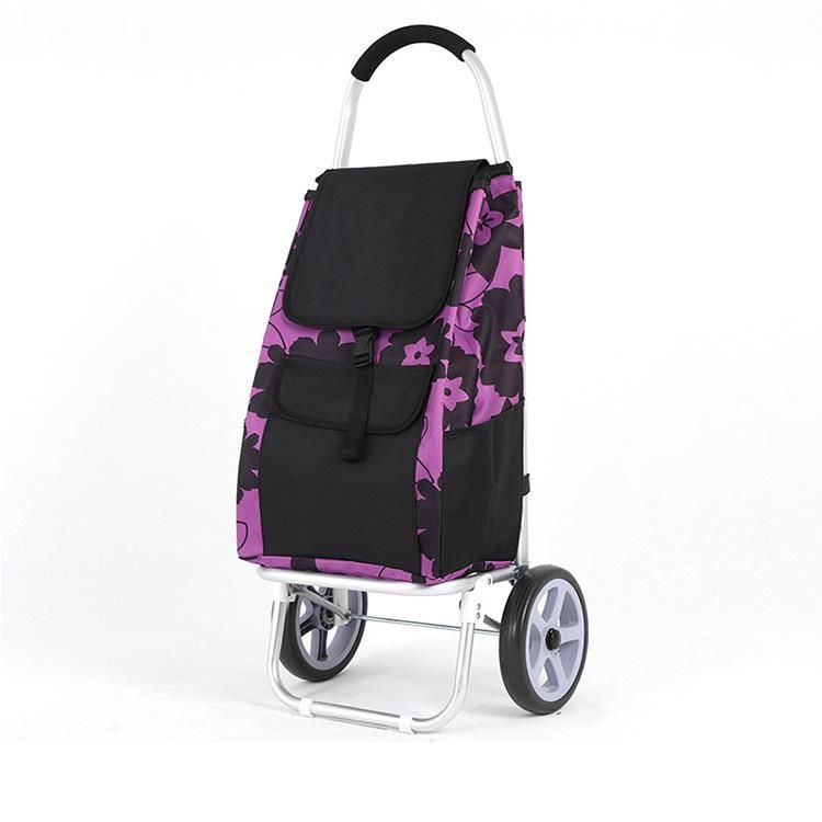 Collapsible Trolley Grocery Shopping Bag Foldable Shopping Cart with Wheels Customized Logo