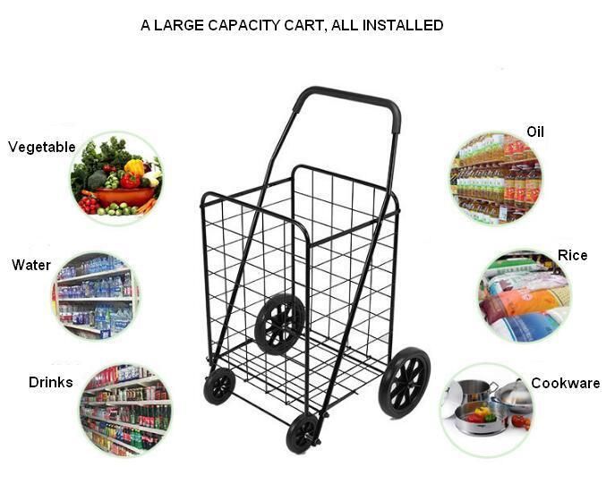 China Large Capacity Heavy Duty Folding Shopping Metal Carts Steel Foldable Trolleys