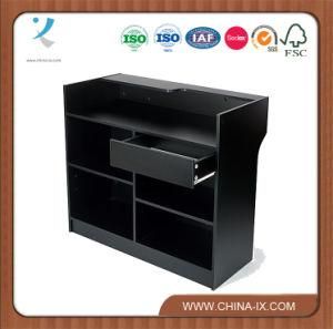 Black Ledge Top Register Stand with Drawer