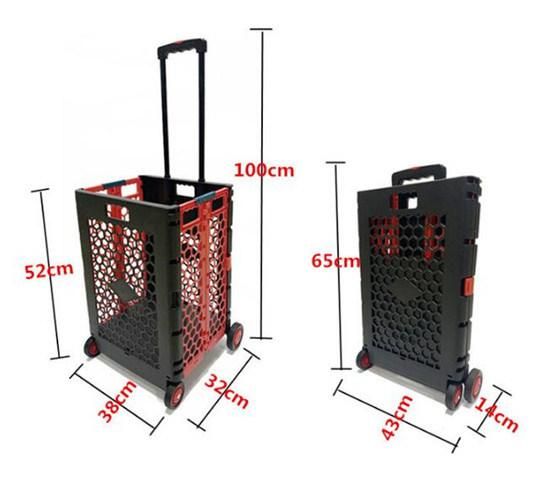 Factory Wholesale Plastic 63L Personal Luggage Cart Folding Trolley Carrito De Compras