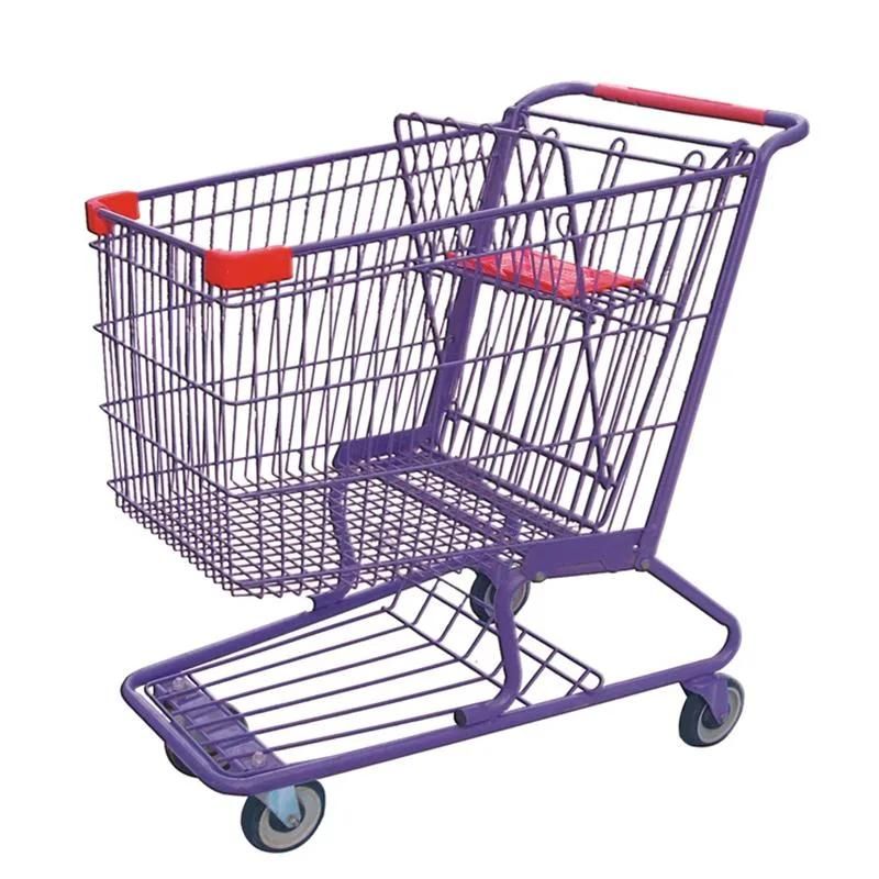 High Quality Large Style Customized Supermarket Metal Shopping Trolley Cart